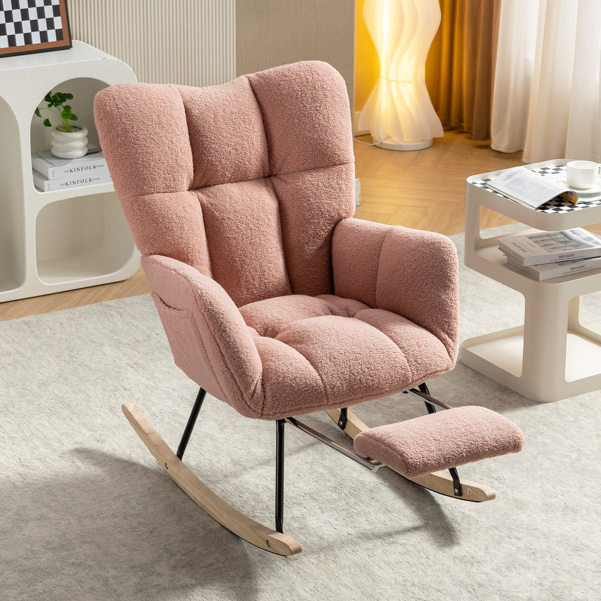 067 Teddy Rocker with Adjustable Footstool — Pink