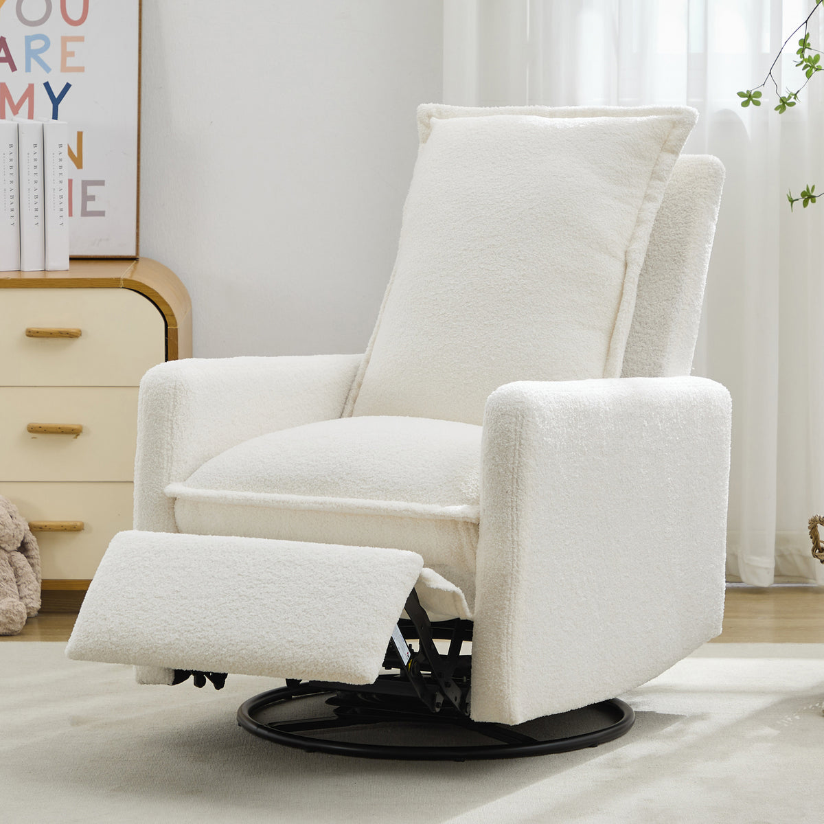 Teddy Swivel Rocker Recliner — White