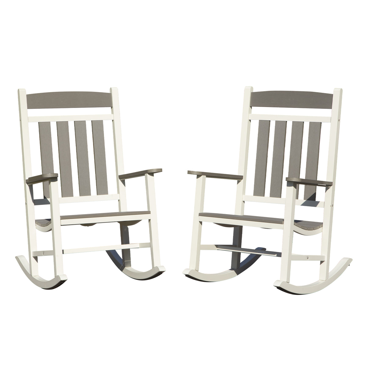 Oversized HDPE Patio Rockers — Pair — Grey White